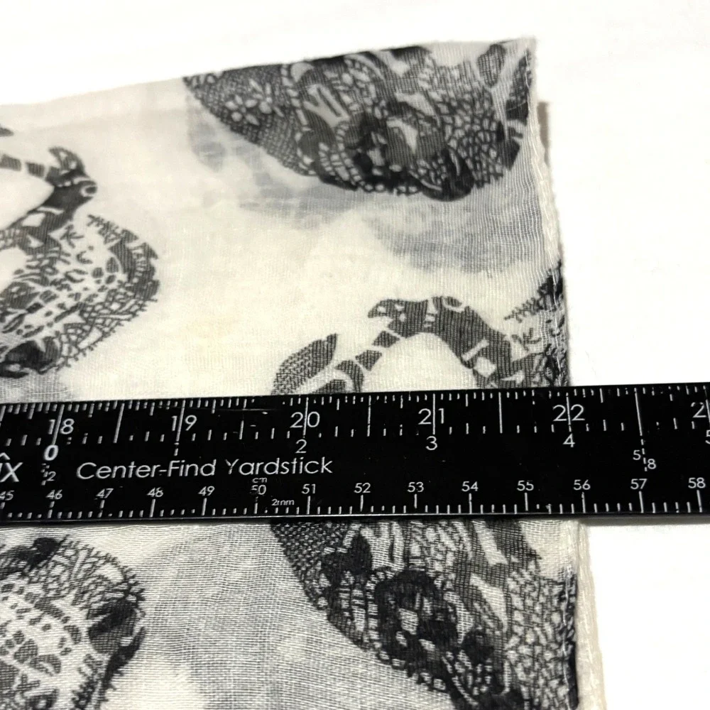 Y2K Skull Scarf Unisex OS White Black Gauze Gothic Grunge Punk Emo Macabre